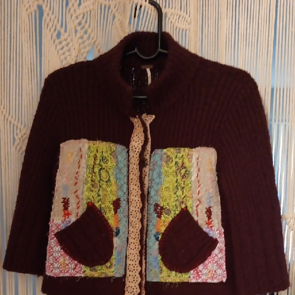 Colorful Patchwork Knit Cardigan Buy Free People Size Medium